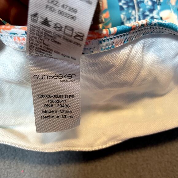 Sunseeker Tankin Top Womens 36DD Blue Abstract Print Pattern Beach Vacation Pool - Picture 7 of 7